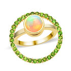 Natürlicher, äthiopischer Opal und natürlicher Chromdiopsid-Ring, 925 Silber vergoldet  ca. 2,65 ct image number 3