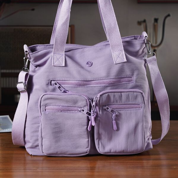 Crossbody-Schultertasche mit Mehrfachf&auml;chern, 31x30x14cm, Helllila image number 2