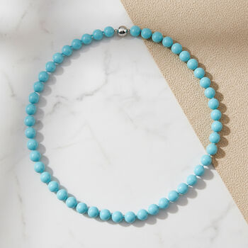 Sleeping Beauty Farbe Muschelkernperle (9-11 mm) Halskette ca. 60 cm 316L Edelstahl