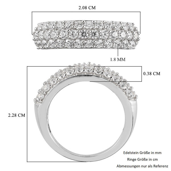 LUSTRO STELLA Hergestellt mit ZIRKONIA Half Eternity Band Ring 925 Silber Platin-&Uuml;berzug image number 8