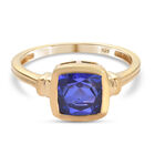 Tansanit-Farbe Quarz Solitär Ring 925 Silber vergoldet (Größe 16.00)