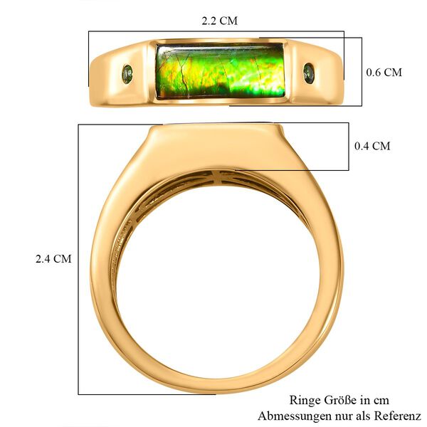 Ammolit, Nat&uuml;rlicher Chromdiopsid Ring 925 Silber 750 Gelbgold Vermeil (Gr&ouml;&szlig;e 17.00) ca. 1,11 ct image number 7