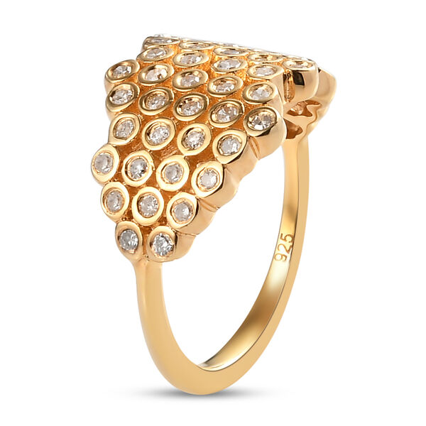 Diamant Bienenwaben Ring, 925 Silber Gelbgold Vermeil  ca. 0,50 ct image number 5