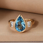 Schweizer Blautopas und Zirkon Ring 925 Silber vergoldet  ca. 3,90 ct image number 1