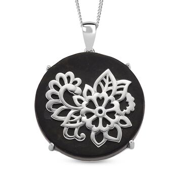 D'Joy Shungit Anh&auml;nger mit Kette, ca. 45 cm 925 Silber rhodiniert ca. 36,00 ct