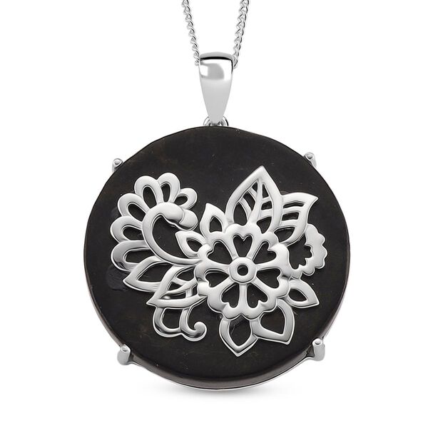 D'Joy Shungit Anh&auml;nger mit Kette, ca. 45 cm 925 Silber rhodiniert ca. 36,00 ct