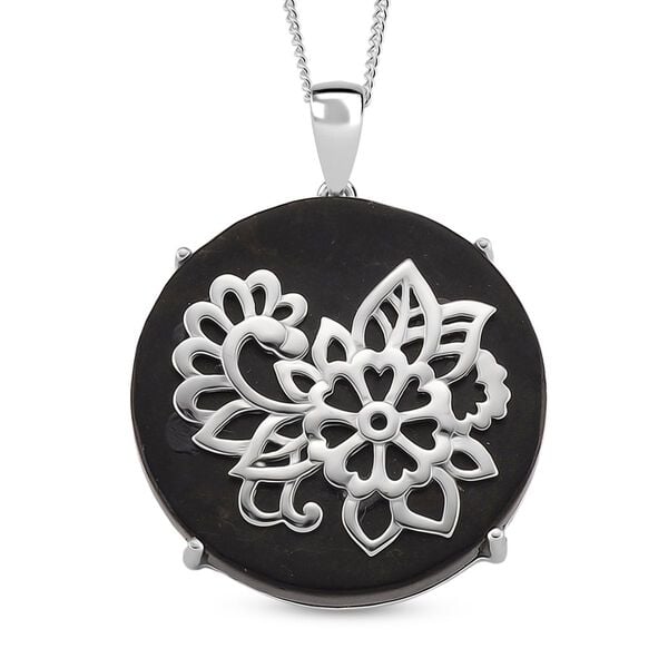 D'Joy Shungit Anhänger mit Kette, ca. 45 cm 925 Silber rhodiniert ca. 36,00 ct image number 0