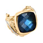 GP Italienische Garten Kollektion -  AAA Labradorit, Kanchanaburi Blauer Saphir Ring, 925 Silber Gelbgold Vermeil (Größe 18.00) ca. 12.91 ct