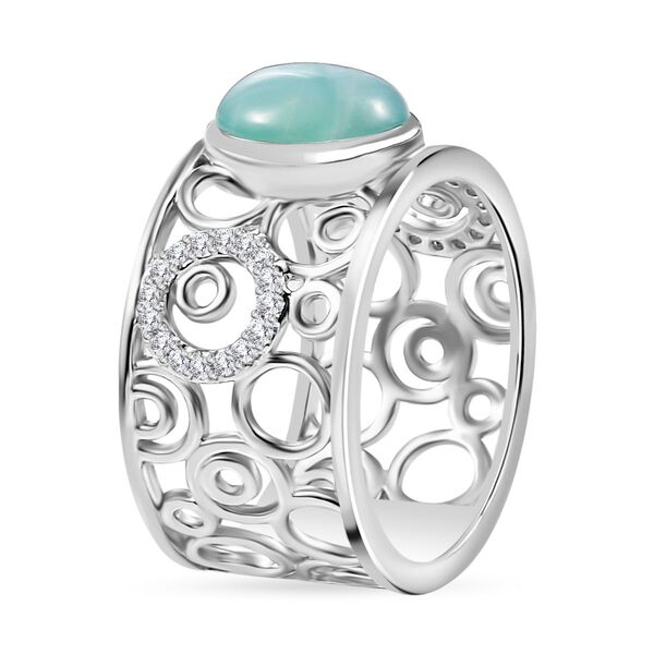 AA Natürlicher grüner Larimar und Zirkon Ring - 2,63 ct. image number 4