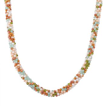 Mehrfarbige Pfirsich Kristall 45cm Halskette