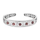 Roter Granat Armreif ca. 19 cm Edelstahl ca. 3.32 ct