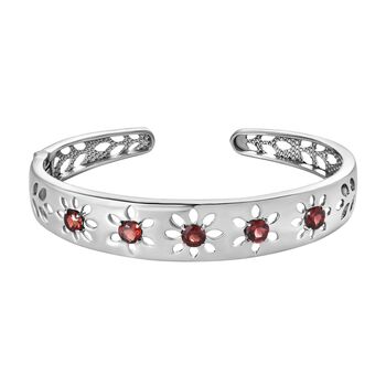 Roter Granat Armreif ca. 19 cm Edelstahl ca. 3.32 ct