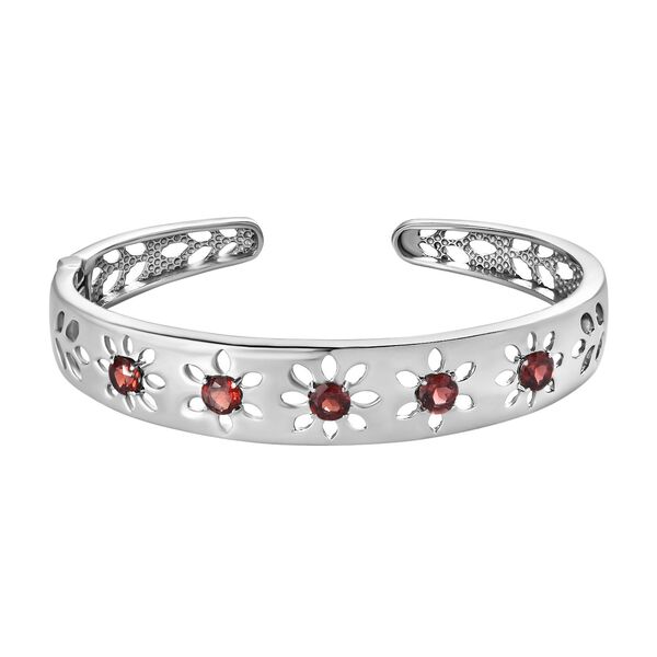 Roter Granat Armreif ca. 19 cm Edelstahl ca. 3.32 ct