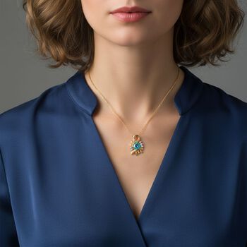 D'Joy Pfau Quarz Triplette, Wei&szlig;er Zirkon Schmuckset ca. 50 cm 925 Silber 750 Gelb Vergoldet ca. 1.79 ct