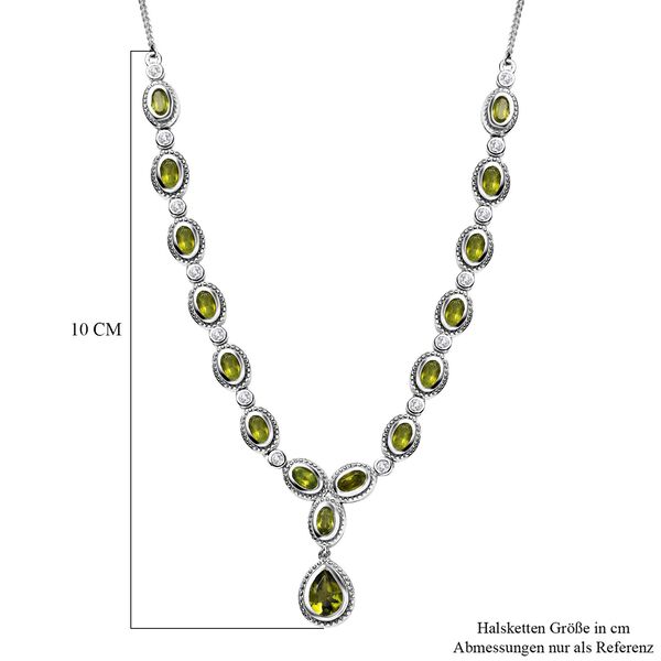 AAA Nat&uuml;rliche, italienische Vesuvianit Halskette ca. 45 cm 925 Silber platiniert ca. 7.06 ct image number 6