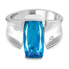 Karibik Quarz, Weißer Zirkon Ring Edelstahl (Größe 17.00) ca. 6.09 ct