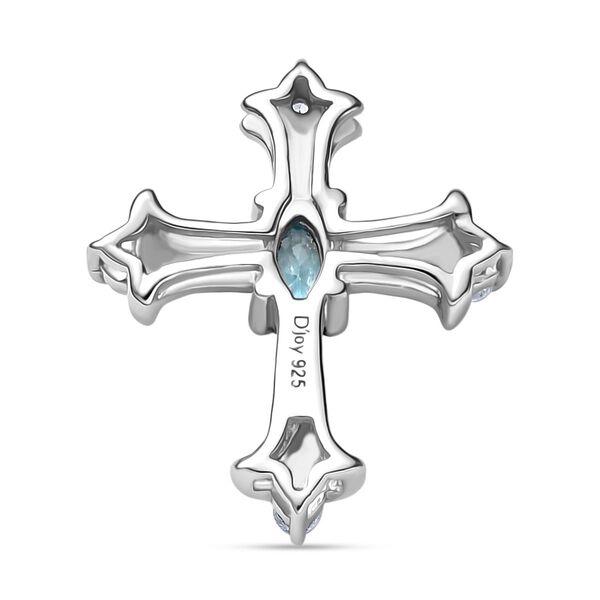 AA Blauer Zirkon, Wei&szlig;er Zirkon Anh&auml;nger 925 Silber rhodiniert ca. 0.50 ct image number 5