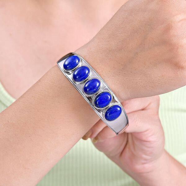 Lapislazuli Armreif ca. 19 cm Edelstahl ca. 39.41 ct image number 3