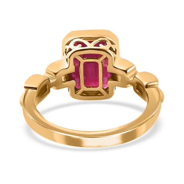 Fissure gefüllt Rubin Solitär Ring 925 Silber 585 Vergoldet image number 6