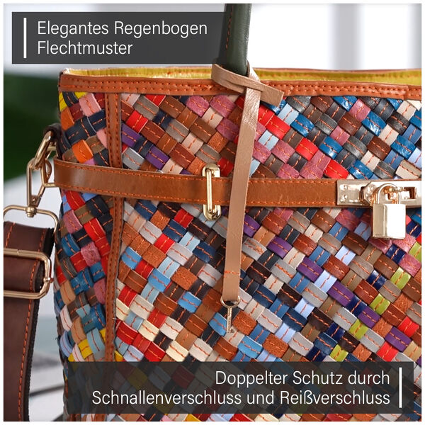 Chaos by Elsie - 100% Echtleder gewebter Tasche mit RFID schutz, 35x24x15 cm, matt image number 10