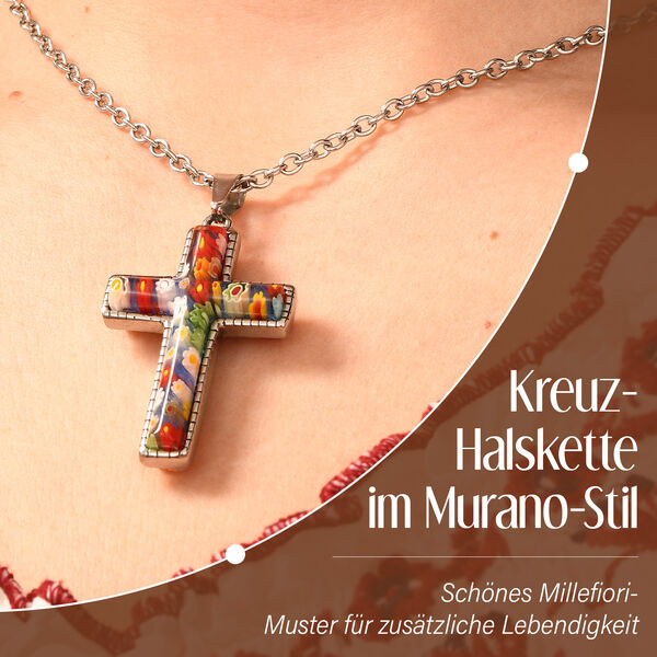 Mehrfarbige Murano-Stil Set mit Kreuz-Halskett image number 25