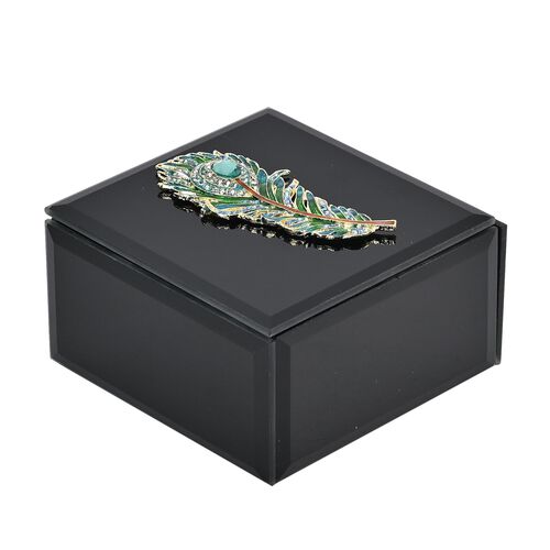 Edle Glas-Schmuckbox in Quadratform, Silbergrün image number 1