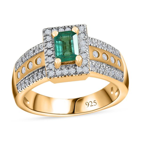 AAA Smaragd und Zirkon Ring- 1,07 ct. image number 4