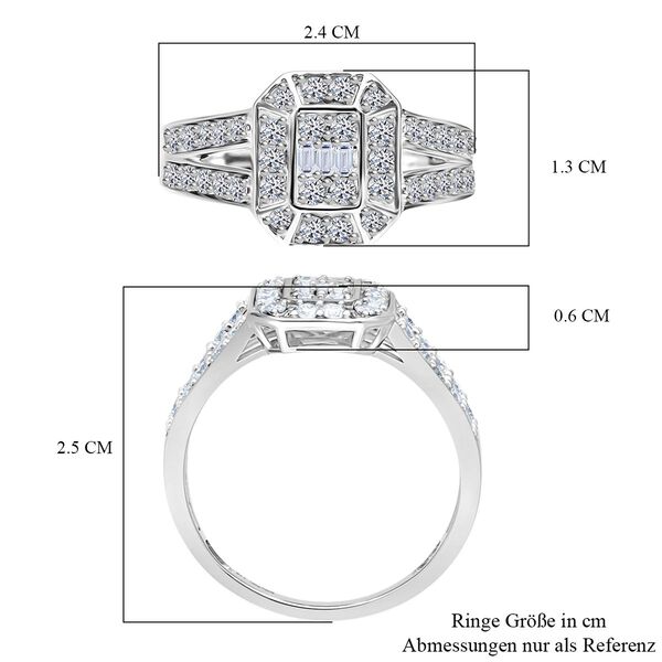 LUXURIANT SI-GH Labor Diamant Halo Ring, 925 Silber rhodiniert - 1 ct. image number 5