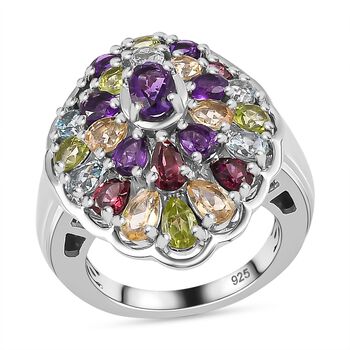 Afrikanischer Amethyst, Rhodolith Granat Ring in Birnenform, 925 Silber rhodiniert (Gr&ouml;&szlig;e 18.00), ca. 5.20 ct