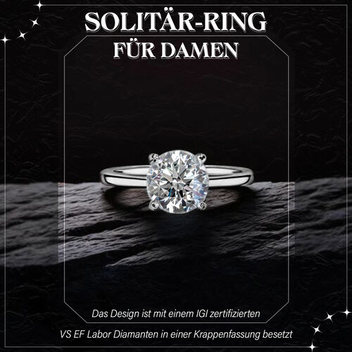 LUXURIANT DIAMOND- SGL zertifizierter VS-EF Labor Rundschliff Diamant Ring in 950 Platin - 2 ct. image number 9