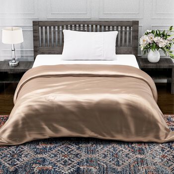 Serenity Night - 100% Bambus-Steppdecke mit Bambusf&uuml;llung und 2er-Set Bambus-Kissenbez&uuml;ge Champagner