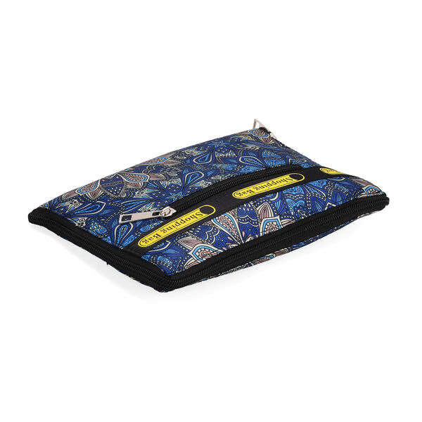 Faltbare Einkaufstasche aus wasserabweisendem Polyester, Blumenmuster, 40x43 cm, Tragegriffe 22 cm, Blau image number 7