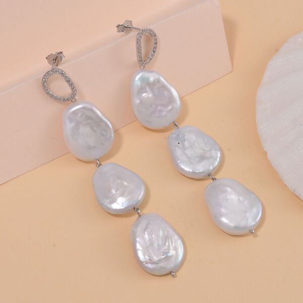 Wei&szlig;e Keshi Perlen Ohrringe, ca. 70,00 ct. image number 2