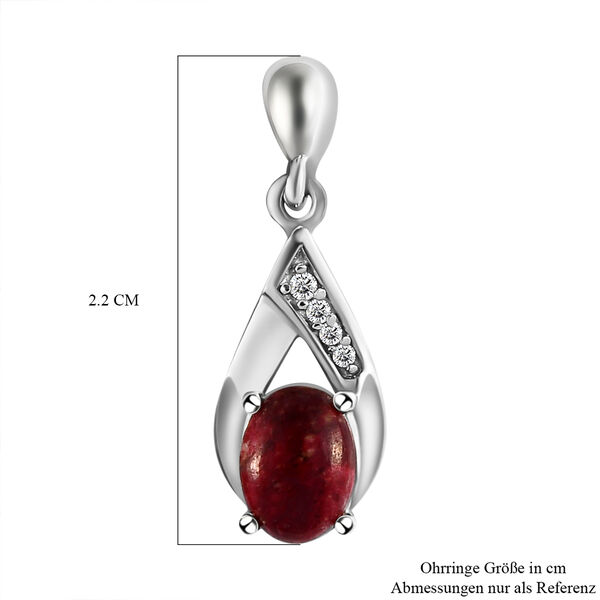 Norwegische Thulit und wei&szlig;e Zirkon-Ohrringe, 925 Silber platiniert ca. 2.08 ct image number 6