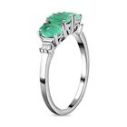 Sambischer Smaragd und Diamant 3 Stein Ring 925 Silber Platin-Überzug image number 4