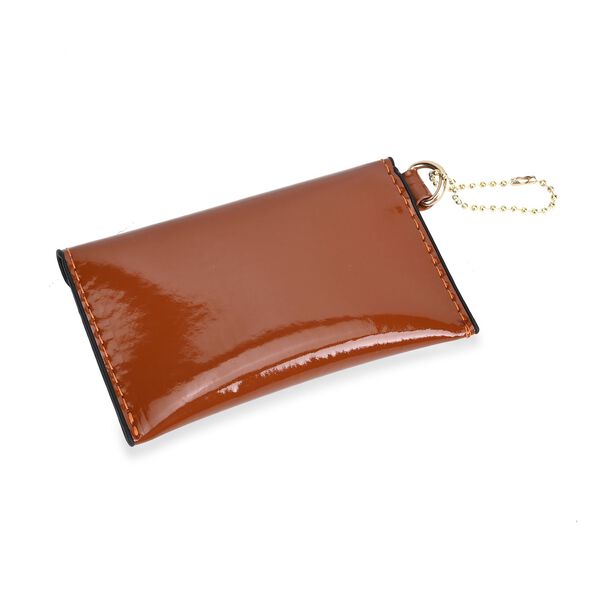 Premium PU Lackleder Handtasche mit Schlangen Pr&auml;gung und extra Riemen, 28 x 19 x 11 cm, Cognac image number 8