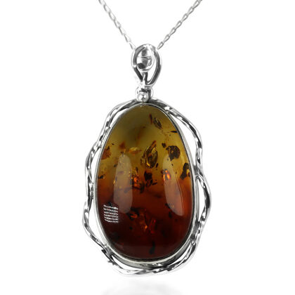 Nat&uuml;rlicher Baltischer Bernstein Anh&auml;nger 925 Silber