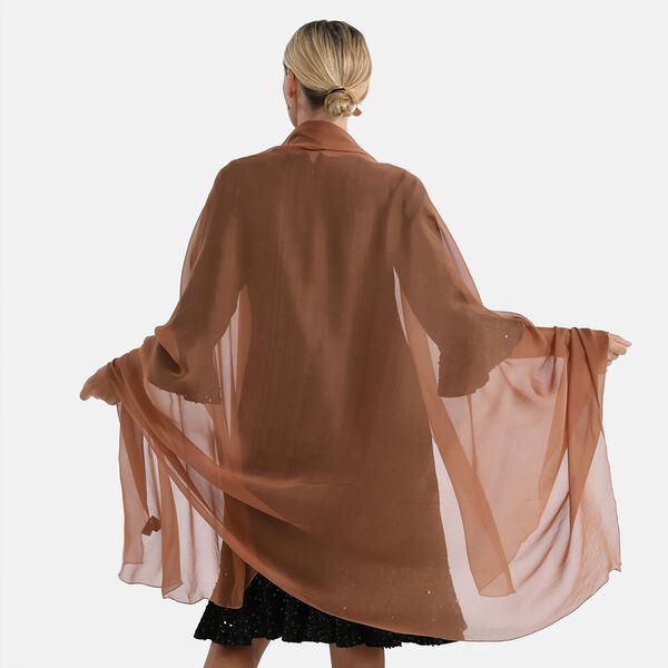  LA MAREY signature 100% silk scarf, "Silk earring  Material:silk & alloy &925 silver pin size:2.5*1.8cm color:brown" image number 3