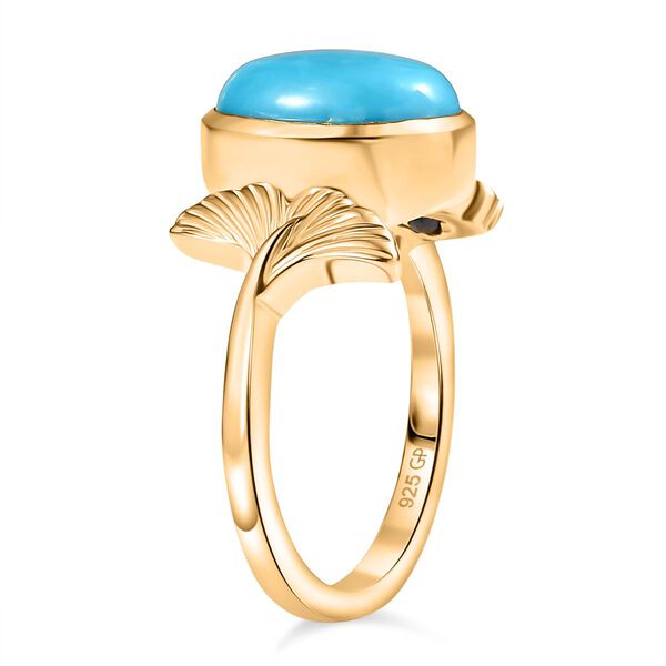 GP Italienische Garten Kollektion - AA Sleeping Beauty Türkis, Kanchanaburi Blauer Saphir Ring 925 Silber 750 Gelbgold Vermeil (Größe 19.00) ca. 2.77 ct image number 5