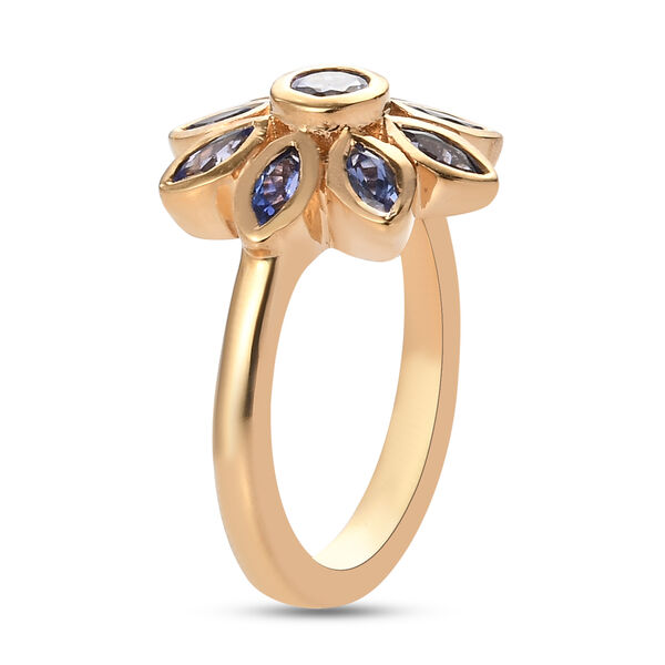 Tansanit Blumen Ring 925 Silber 585 Vergoldet ca. 1.0 image number 5