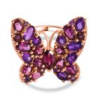 Rhodolith Granat Ring, 925 Silber Roségold Vermeil (Größe 17.00) ca. 4.27 ct