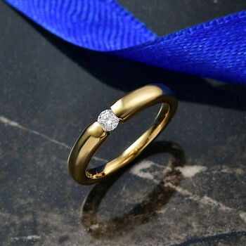 Moissanit Ring 925 Silber vergoldet (Gr&ouml;&szlig;e 16.00) ca. 0,16 ct