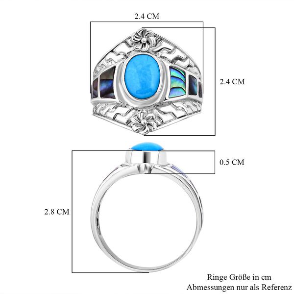 Royal Bali Kollektion - Sleeping Beauty T&uuml;rkis und Abalone Muschel Ring - 2,30 ct. image number 5