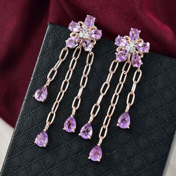 D'Joy AAA Rose De France Amethyst und Zirkon Ohrringe - 7,94 ct.