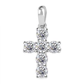 J Francis gefertigt mit SWAROVSKI- Weißer Swarovski Kristall Anhänger, 925 Silber platiniert