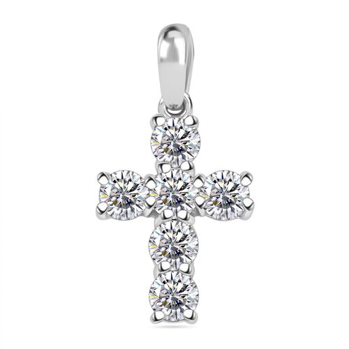 J Francis gefertigt mit SWAROVSKI- Weißer Swarovski Kristall Anhänger, 925 Silber platiniert image number 0