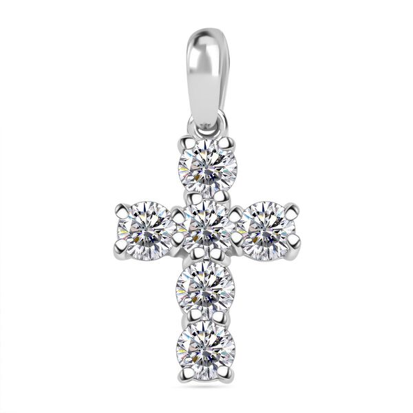 J Francis gefertigt mit SWAROVSKI- Weißer Swarovski Kristall Anhänger, 925 Silber platiniert image number 0