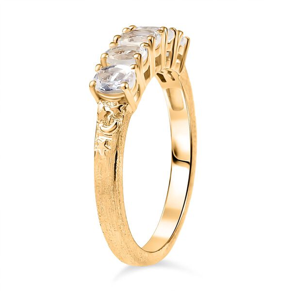 D joy AAA Premium Malagasy Regenbogen Mondstein Ring, 925 Silber 750 Gelb Vergoldet (Gr&ouml;&szlig;e 19.00) ca. 0.85 ct image number 5