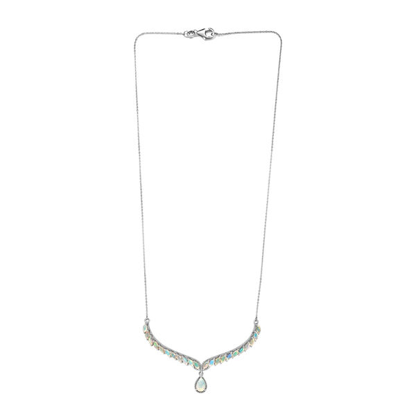 Nat&uuml;rliche, &auml;thiopische Welo Opal-Halskette, ca. 45 cm, 925 Silber platiniert ca. 2.38 ct image number 4