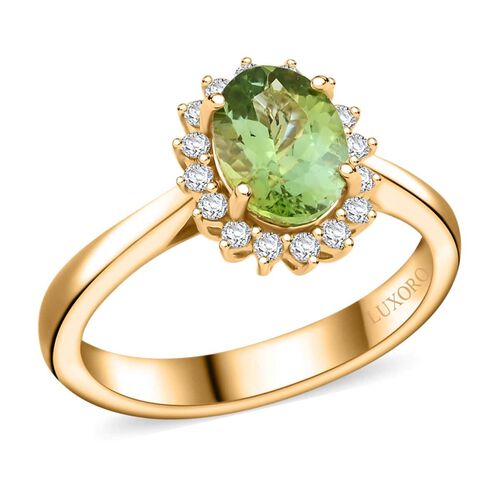 LUXORO zertifiziert und geprüft AAA grüner Turmalin und Diamant Ring in 417 Gold - 1,6 ct. image number 0